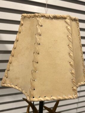 Vintage Rawhide Handcrafted Beige Stitched Lampshade